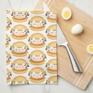 Adorable Cow Hamburger  Tea Towel