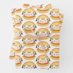 Adorable Cow Hamburger  Wrapping Paper Sheet