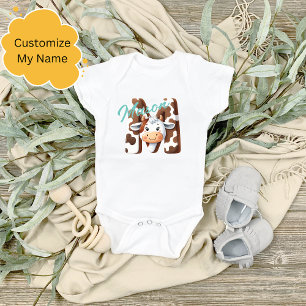 Adorable Cow Letter M Baby Outfit with Custom Name Bodysuit