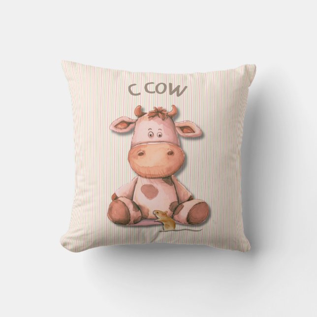 Adorable Cow Nursery Design with C Cow Accent  Cushion (Front)