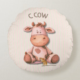 Adorable Cow Nursery Design with C Cow Accent Round Cushion