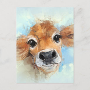 Adorable Cow Portrait Postcard