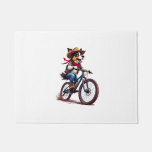 Adorable Cowdog Riding Mountain Bike Adventure Doormat