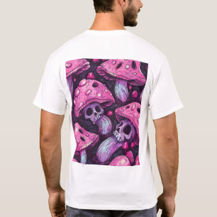 Adorable Creepy Mushrooms Skull Faces Neon Illustr T-Shirt