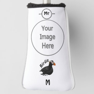 Adorable Crested Puffin Cartoon Swimming Golf Head Cover