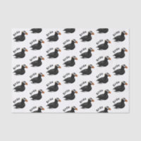Adorable Crested Puffin Cartoon Swimming
