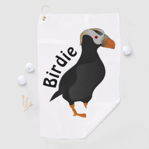 Adorable Crested Puffin Standing Cartoon Golf Towel