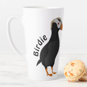 Adorable Crested Puffin Standing Cartoon Latte Mug