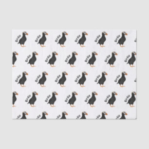 Adorable Crested Puffin Standing Cartoon Tissue Paper