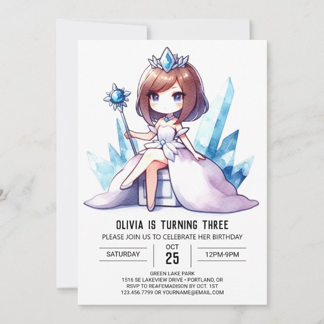 Adorable Crown Princess Birthday Invitation (Front)