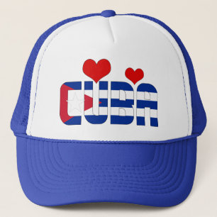 Adorable Cuba Flag Hearts Patriotic Trucker Hat