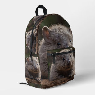 Adorable Cuddly Australian Baby Wombat, Printed Backpack