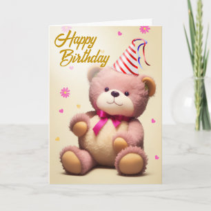 Adorable Cuddly Plush Teddy Bear Birthday Card