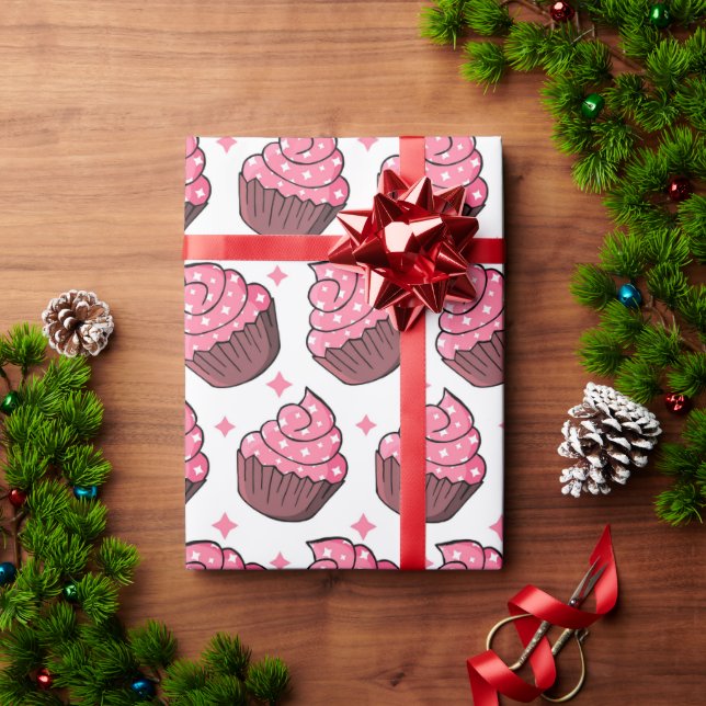 Adorable Cupcake Pattern Wrapping Paper (Holiday Gift)