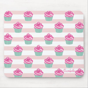Adorable Cupcakes, Stripes -Personalised Mouse Pad