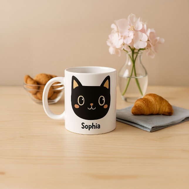 Adorable Custom Black Cat Mug (Creator Uploaded)