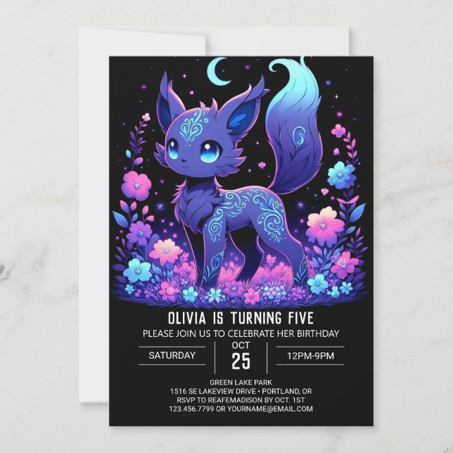 Adorable Custom Fox Digital Birthday Invitation (Front)