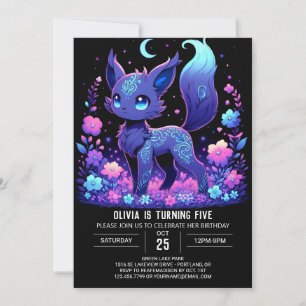 Adorable Custom Fox Digital Birthday Invitation