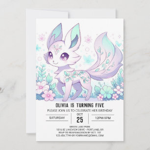 Adorable Custom Fox Digital Birthday  Invitation