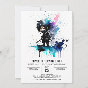 Adorable Custom Ninja Boy Digital Birthday Invitation