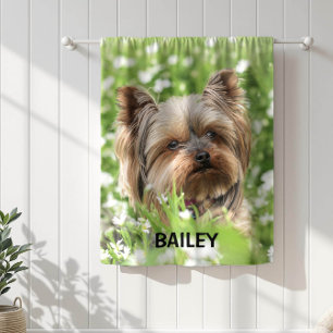 Adorable Custom Pet Photo with Name Fleece Blanket