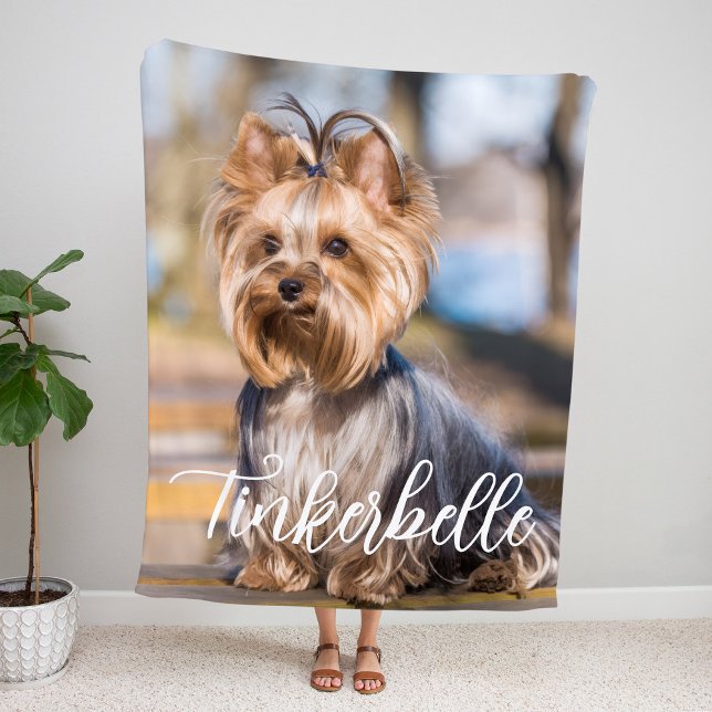 Adorable Custom Pet Photo with Name Fleece Blanket (Creator Uploaded)