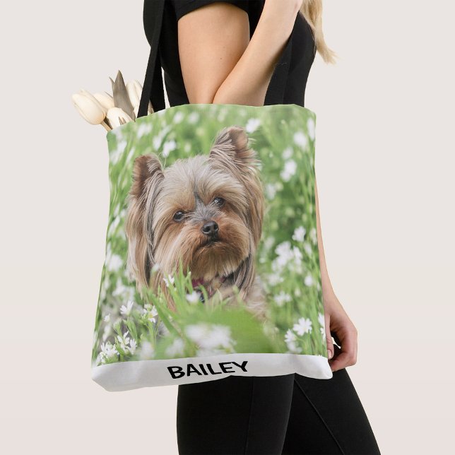 Adorable Custom Pet Photo with Name Tote Bag (Creator Uploaded)