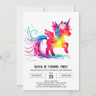 Adorable Custom Unicorn Digital Birthday Invitation