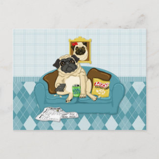 Adorable Customisable Couch Pugtato Tees, Gifts Postcard