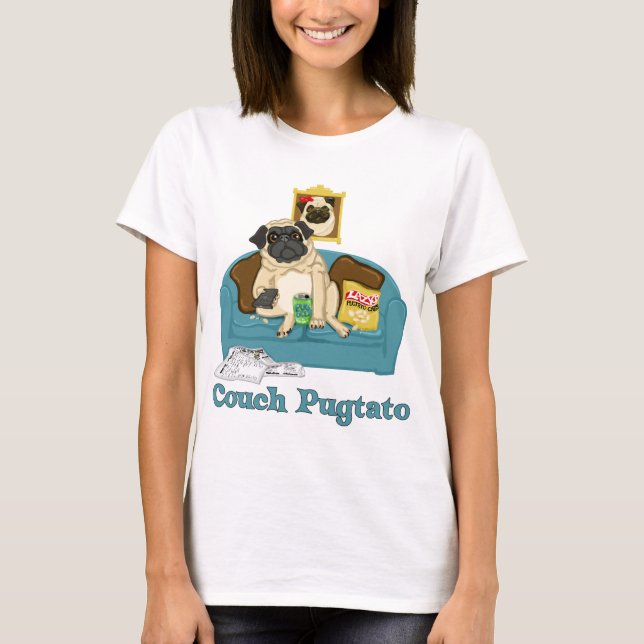 Adorable Customisable Couch Pugtato Tees, Gifts T-Shirt (Front)