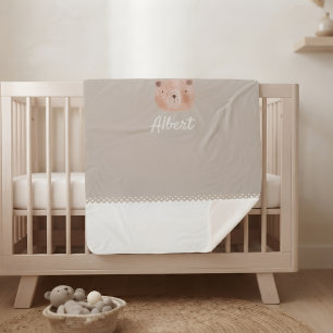 Adorable Customizable Baby Blanket with Bear 