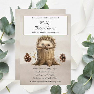 Adorable Cute Baby Hedgehog Baby Shower  Invitation