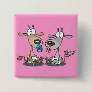 adorable cute baby kids goatlings goats cartoon 15 cm square badge