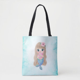 Adorable Cute Baby Mermaid, Sea Tote Bag