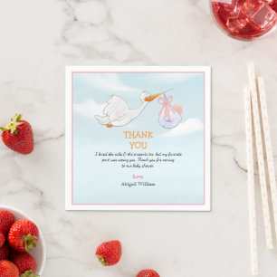 Adorable Cute Birds Carrying Girls Baby Shower Napkin