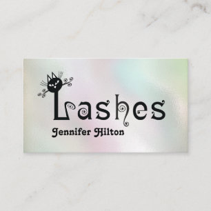 Adorable cute black cat fun lashes logo business card