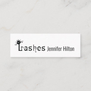 Adorable cute black cat fun lashes logo mini business card