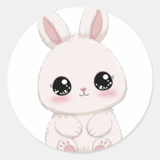 Adorable Cute Bunny Cartoon – Kids & Animal Lover  Classic Round Sticker