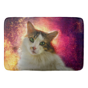 Adorable Cute Calico Cat Bath Mat