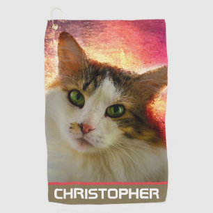 Adorable Cute Calico Cat Golf Towel