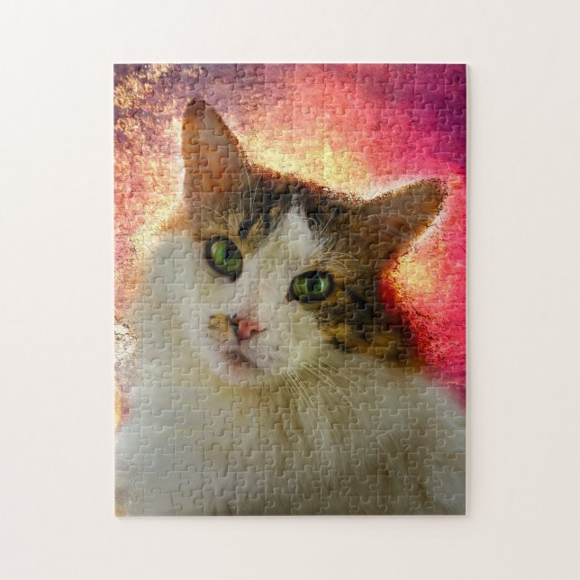 Adorable Cute Calico Cat Jigsaw Puzzle (Vertical)