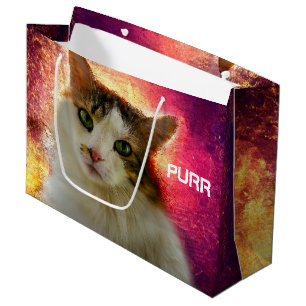 Adorable Cute Calico Cat Large Gift Bag