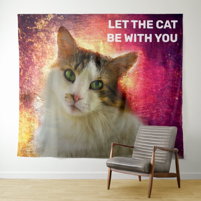 Adorable Cute Calico Cat Tapestry (In Situ (Horizontal))