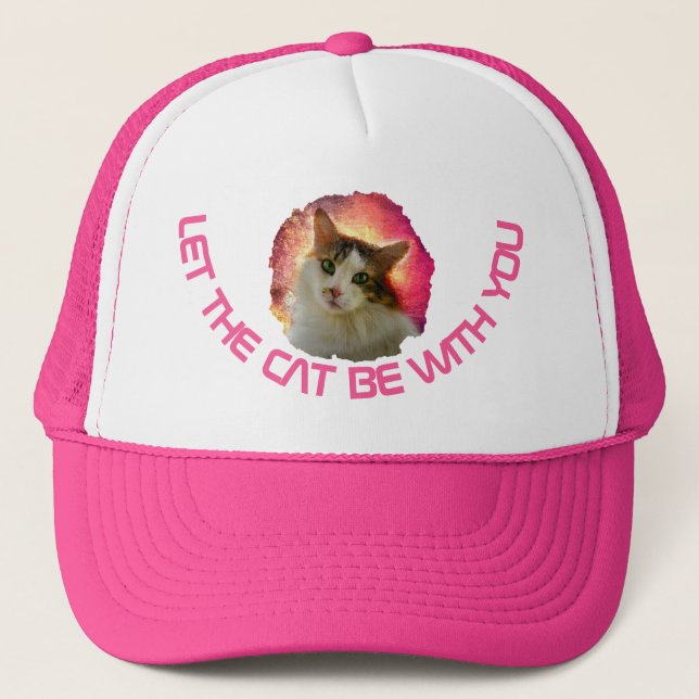 Adorable Cute Calico Cat Trucker Hat (Front)