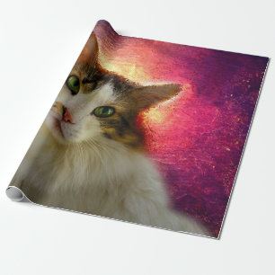 Adorable Cute Calico Cat Wrapping Paper