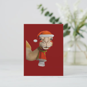 Adorable Cute Camel Wearing Santa Hat Christmas Postcard