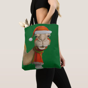 Adorable Cute Camel Wearing Santa Hat Christmas Tote Bag