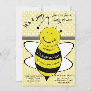 Adorable cute cartoon bee baby shower invitation