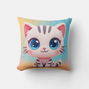 Adorable Cute Cartoon White Kitten Cushion