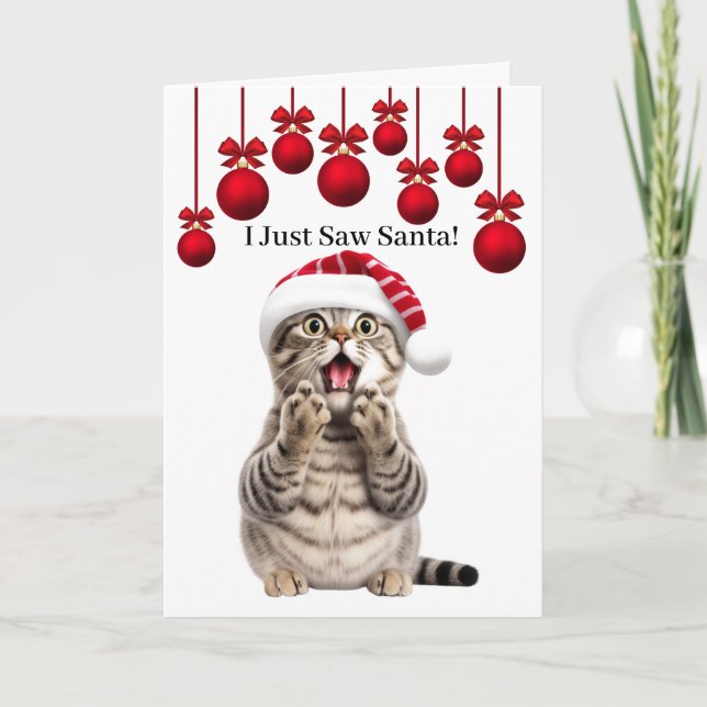 Adorable Cute Cat Christmas Greeting Card (Front)